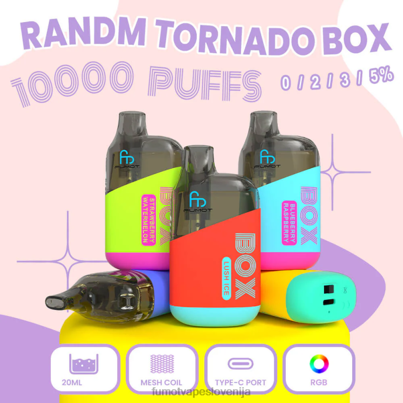 Fumot Tornado 10000 škatla za vape pod za enkratno uporabo - 20 ml (1 kos) bananin led - Fumot Vape Slovenija 2JH4H358