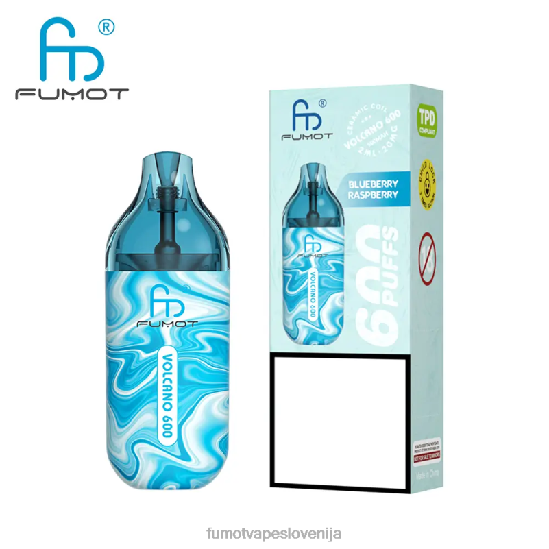 Fumot Volcano Vape za enkratno uporabo, skladen s 600 tpd - 2 ml (komplet 3 kosov) borovnica na ledu - Fumot Original 2JH4H302