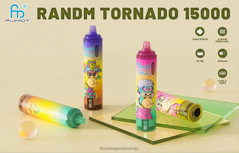 Fumot Tornado 15000 vape za enkratno uporabo 25 ml (1 kos) bananin led - Fumot Europe 2JH4H159