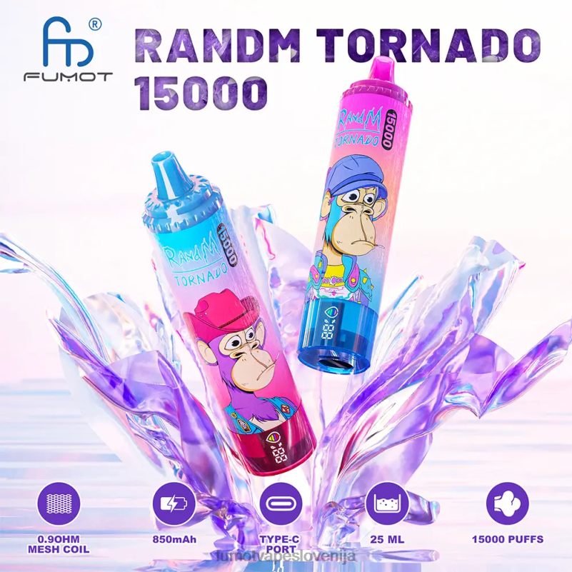 Fumot Tornado 15000 vape za enkratno uporabo - 25 ml (1 kos) jagodna banana - Fumot Original 2JH4H182