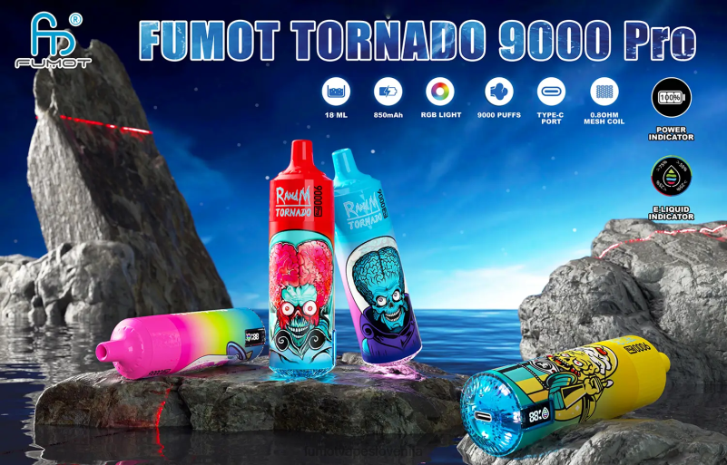 Fumot Tornado 1 kos 9000 pro 18 ml vape za enkratno uporabo ananas - Fumot Company 2JH4H224